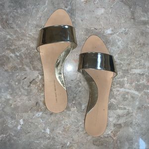 Zara gold metallic slip on slides/sandals!